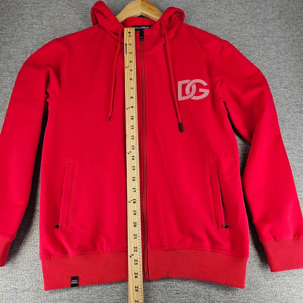 RED ZIP-UP HOODED SWEATSHIRT WITH W/ DG LOGO MADE IN COLOMBIA SIZE LARGE COTTON - Picture 11 of 13